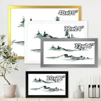DesignArt 'Drveće sa zimskim tamnoplavim planinskim krajolikom I' Moderni uokvireni umjetnički tisak
