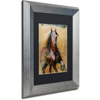 Zaštitni znak likovna umjetnost Zlatni konj platno Art by Joarez, Black Matte, Silver Frame