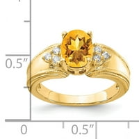 8K prsten od žutog zlata s ovalnim citrinom i dijamantom