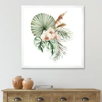 Dizajnerska umjetnost tropski buket s lišćem palminih orhideja tradicionalni uokvireni umjetnički tisak