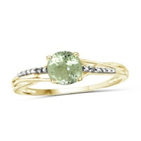 Nakit klub prsten od zelenog ametista nakit od kamena rođenja - 1. Prsten od zelenog ametista s pozlatom od 14 karata, srebrni nakit