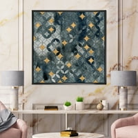 Dizajnerska umjetnost geometrijske zlatne zvijezde s preklapajućim krugovima Moderni uokvireni zidni otisak na platnu