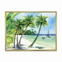 DesignArt 'palme s ljetnom plažom' nautičke i obalne uokvirene platnene zidne umjetničke tiska