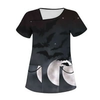 Ženske majice s kratkim rukavima s printom za Noć vještica s izrezom u obliku slova U i kratkim rukavima