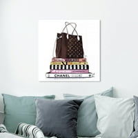 Wynwood Studio Mode and Glam Wall Art Canvas Otisci 'Memorije lutke - Torbe za kupce - smeđe, ružičaste