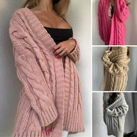 Džemper kaput ženski džemper Pleteni široki kaput srednje duljine s uvijenom teksturom i dugim rukavima koji zadržava toplinu mekani