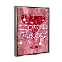 Stupell Industries Liquid terapija podebljana ružičasta koktel hrana i pića slikanje sivi plutasti uokvireni umjetnički print zid