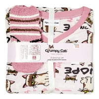 Grumpy Cat Women i Women's Plus 3-komadića set pidžama s čarapama set s čarapama
