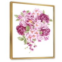 DesignArt 'Buket od ružičastog retro cvjetova' tradicionalno uokvirena platna zidna umjetnička tiska