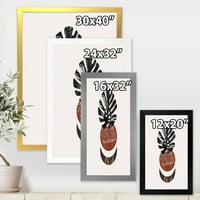 DesignArt 'Apstact tropski palmini list, minimalno sunce i mjesec II' Moderni uokvireni umjetnički tisak