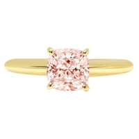 Ružičasti dijamant s imitacijom jastuka od 2,5 karata graviranje žutog zlata od 18 karata izjava Godišnjica zaruka vjenčani prsten