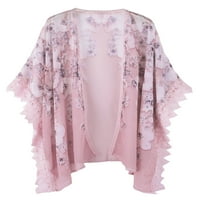 Topovi od šifona za žene Bikini boho tunika bluza kratkih rukava ležerna majica s cvjetnim printom radna ružičasta