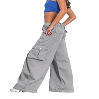 Ženske casual Cargo hlače u A-listi, jednobojne široke hlače s niskim strukom i vezicama