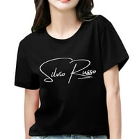 Ženska ležerna majica s okruglim vratom s printom slova lagane košulje za brzo sušenje bluza kratkih rukava za žene ljetne majice