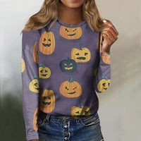 ; / Ženski casual modni pulover s okruglim vratom s printom dugih rukava za Noć vještica bluza