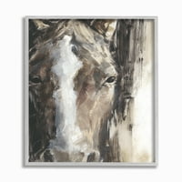 ; Konjske oči uokvirena bijela i smeđa slika životinja, zidna umjetnost Ethana Harpera, 11 14