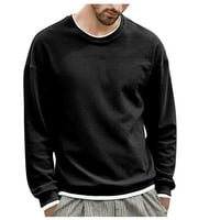 Muški džemper u boji, Jednobojni Modni Pleteni gornji dio s okruglim vratom s dugim rukavima, crni u boji