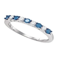 Nakit od bijelog zlata 10k Ženski Okrugli dijamantni zaručnički prsten u plavoj boji