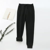 Ženske zimske jednobojne hlače Plus size Ležerne tajice hlače u crnoj boji