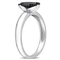 14-karatni zaručnički prsten od bijelog zlata od bijelog zlata u obliku suze s crnim rodijem