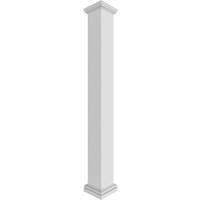 Ekena Millwork 12 W 8'H Premium Square Neored Smooth PVC Endura-Craft Column Wrap Kit, toskanski kapital i baza