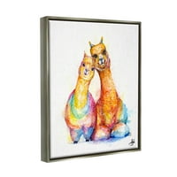 Nasmijani alpacas dugine životinje životinje i insekti grafička umjetnost luster siva uokvirena art print zidna umjetnost