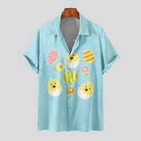 Havajska košulja za muškarce, košulje za plažu s grafičkim printom, ležerna udobna bluza s kratkim rukavima s kratkim rukavima, svijetloplava