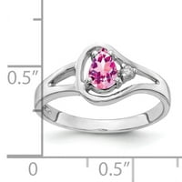 Prsten od bijelog zlata od 6 puta s Kruško-ružičastim safirom i dijamantom