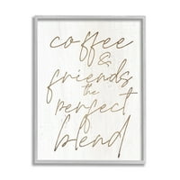 Kava i prijatelji savršeni fraza mješavine inspirativna grafička umjetnost siva uokvirena umjetnička print zidna umjetnost