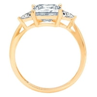 Prsten za godišnjicu zaruka od žutog zlata 18K izrezan princeza plavi prirodni akvamarin 2,32 karata, veličina 8,25