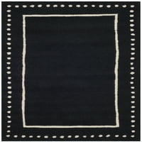 Vuneni tepih u boji s jednobojnim obrubom u točkicama, Crna slonovača, 2 ' 6 4'