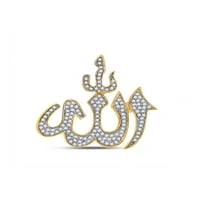 Nakit od žutog zlata 10k Muški dijamantni okrugli privjesak Allah Islam Men