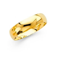 Zaručnički prsten od punog žutog zlata 14k jednostavan prsten u klasičnom stilu kupole s visokim poliranjem, veličina 10,5