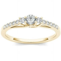 Carat T.W. Dijamantni tri kamena 10KT zaručnički prsten od žutog zlata