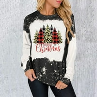 Ružni Božićni džemper za žene, modna ženska majica s okruglim vratom s dugim rukavima, jesenska široka bluza s printom, Crna, e-mail