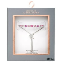 Fina srebrna narukvica ružičastog kristala lariat