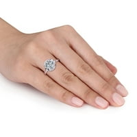 Ženski prsten od 1 karatnog akvamarina s dijamantom od 10 karata u bijelom zlatu od 10 karata