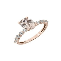 Zaručnički prsten od 1 karatnog ružičastog zlata od 10 karatnog Morganita i bijelog topaza