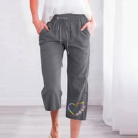 Ženske hlače u donjem rublju Plus Size kratke hlače Ležerne ravne hlače od pamuka i lana s elastičnim strukom, modne široke hlače
