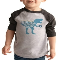 _ dječje košulje za sretnu Hanuku - _ _ - dinosaur menorachsaurus - siva košulja veličine mladih