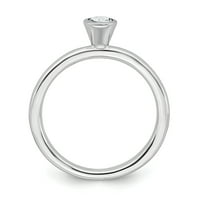 Prsten od sterling srebra s visokim okruglim bijelim topazom