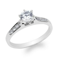 Ženski zaručnički prsten od bijelog zlata 10k 0,55k okrugli kubični cirkonij, veličina 4-10