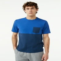 Besplatna montaža muške majice u boji s džepom u prsima