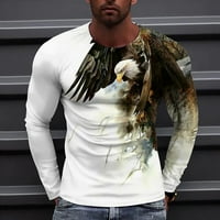 Majice za vježbanje za muškarce, majica s dugim rukavima S 3-inčnim životinjskim grafičkim printom, ležerni pulover s okruglim vratom,