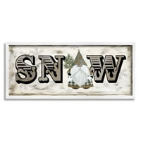 Stupell Industries Zimski snježni odmor Gnome Grafička umjetnost bijela uokvirena umjetnička print zidna umjetnost, dizajn Livi Finn