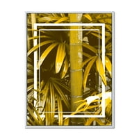 DesignArt 'tropski listovi i žuti bambus' tropski uokvireni platno zidni art print
