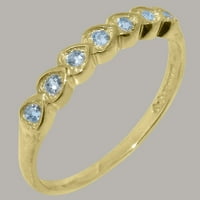 Tradicionalni prsten od žutog zlata 14k britanske proizvodnje s prirodnim akvamarinom ženski prsten vječnosti - opcije veličine-veličina