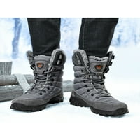 Muške zimske čizme Na vezanje, čizme za snijeg za muškarce, tople čizme s plišanom podstavom, neklizajuće vanjske cipele, radne planinarske