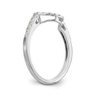 Zaručnički prsten od punog bijelog zlata od 14 karata s dijamantnim obrisom i zakrivljenim zarezom, veličina prstena 7
