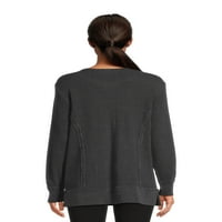 Time i Tru ženski vafle pulover s dugim rukavima, veličine xs-3xl